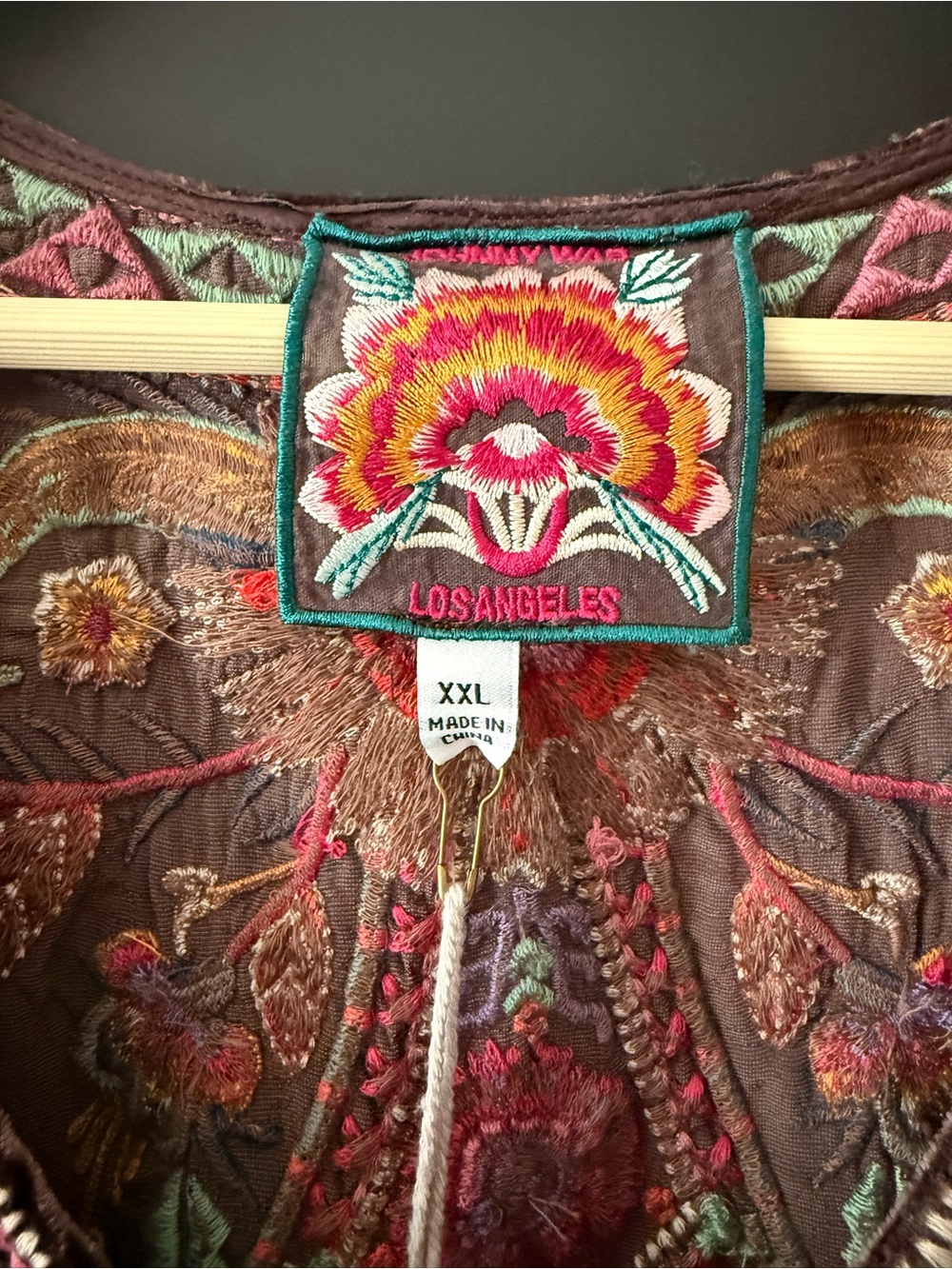 Johnny Was Ioana Velvet Drape Top NWT Size XXL Embroidered Colorful Boho Shirt - Picture 3 of 6